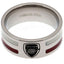 Arsenal FC Colour Stripe Ring Small LKT Sport Stainless steel ring featuring red and white colour inserts Chrome finish and engraved with the Arsenal crest Official licensed product Internal diameter approx 19mm Ring size R Presented in a gift box Rings