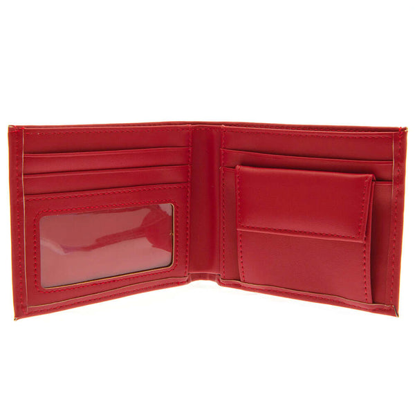 Arsenal FC Coloured PU Wallet LKT Sport Coloured PU wallet featuring a large printed club crest3 card slots, a window slot and 2 note pocketsChange pocket with secure stud fastener2 additional compartmentsOfficial licensed productApprox 11cm x 9cm Wallets