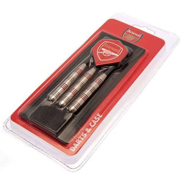 Arsenal FC Darts Set LKT Sport Arsenal FC essential darts set3 x dart barrels with red detail3 x black dart shafts3 x red dart flights with white Arsenal crestsComplete with a PU darts case printed with the Arsenal crestOfficial licensed product Darts