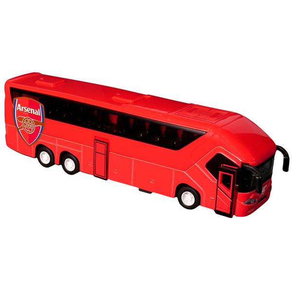Arsenal FC Diecast Team Bus LKT Sport Real scaled replica team bus in die cast metalPrinted with the Arsenal crest and textFeaturing functioning wheels and opening doorsOfficial licensed productApprox 25cm x 7cm x 5cm Play Vehicles