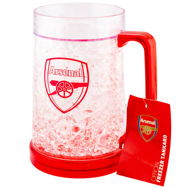 Arsenal FC Freezer Mug LKT Sport Frosted effect double walled gel filled freezer mugFeaturing red base, handle and Arsenal FC club crestOfficial licensed productApprox 420ml (14oz)Approx 15cm tall, 9cm in diameter Mugs