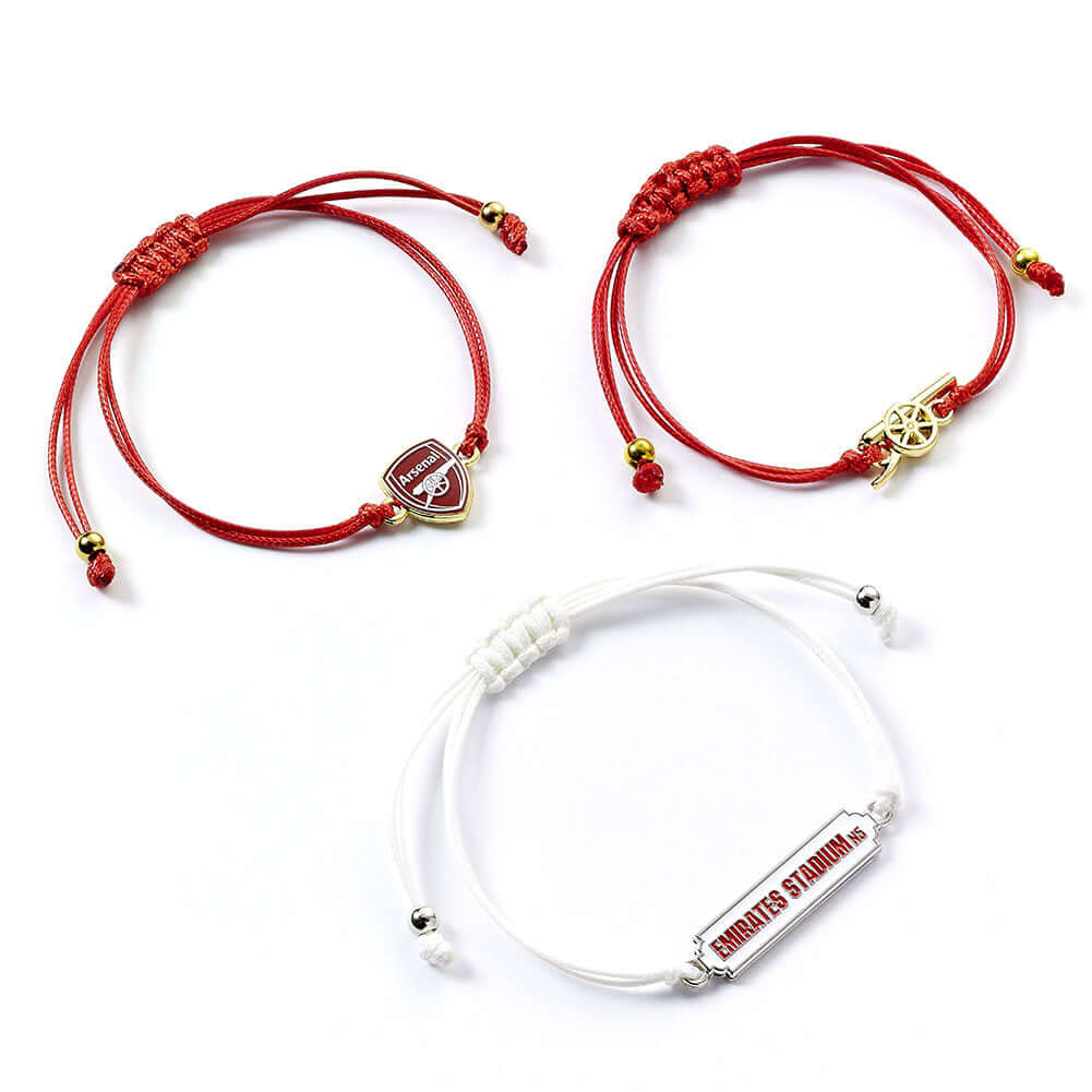 Arsenal FC Friendship Bracelet Set LKT Sport Set of three colourful and quaint friendship braceletsEach bracelet includes a bespoke Arsenal charmOfficial licensed productSuitable for ages 14+Approx 14cm with option to extend to 18cm Bracelets