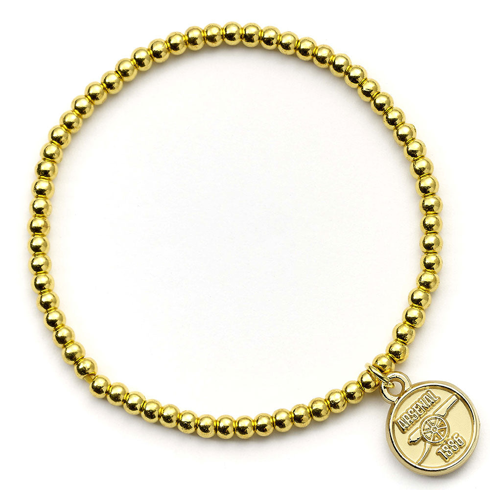 Arsenal FC Gold Finish Bead Bracelet LKT Sport Football>Premier League>Arsenal FC Bracelets