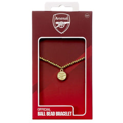 Arsenal FC Gold Finish Bead Bracelet LKT Sport Football>Premier League>Arsenal FC Bracelets
