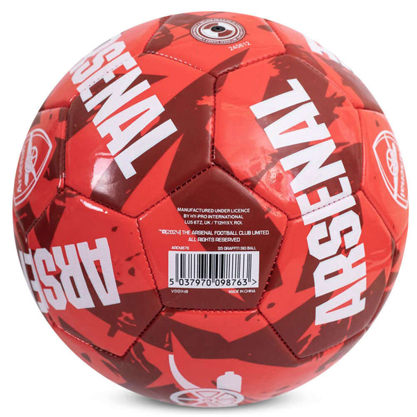 Arsenal FC Graffiti Football LKT Sport Red 26 panel everyday PVC FootballFeatures a white Arsenal crest on a graffiti design ballSuitable for 14 yrs and olderOfficial licensed productSize 5 footballApprox 69cm in circumference Soccer Balls