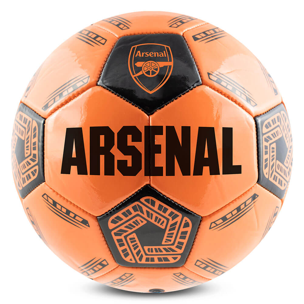 Arsenal FC LED Glow Football LKT Sport Orange LED glow 32 panel footballFeaturing a black crest and Arsenal text30 hours of continuous light up fun!Bounce activated with auto turn offBatteries included, fill 7.5-8.5 PSI for optimal bounceSuitable for 14 y