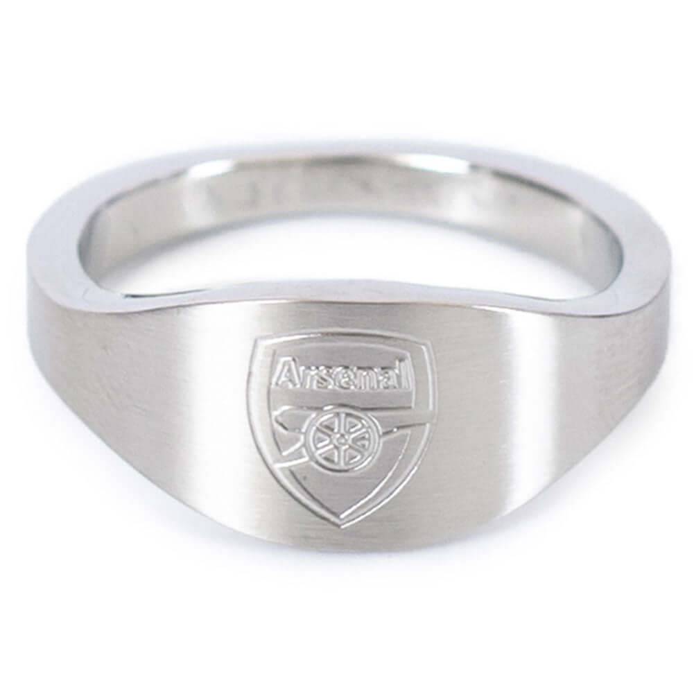 Arsenal FC Oval Ring Small LKT Sport Stainless steel oval design ring in a brushed satin finishEngraved with the Arsenal crestOfficial licensed productInternal diameter approx 19mmRing size R Rings