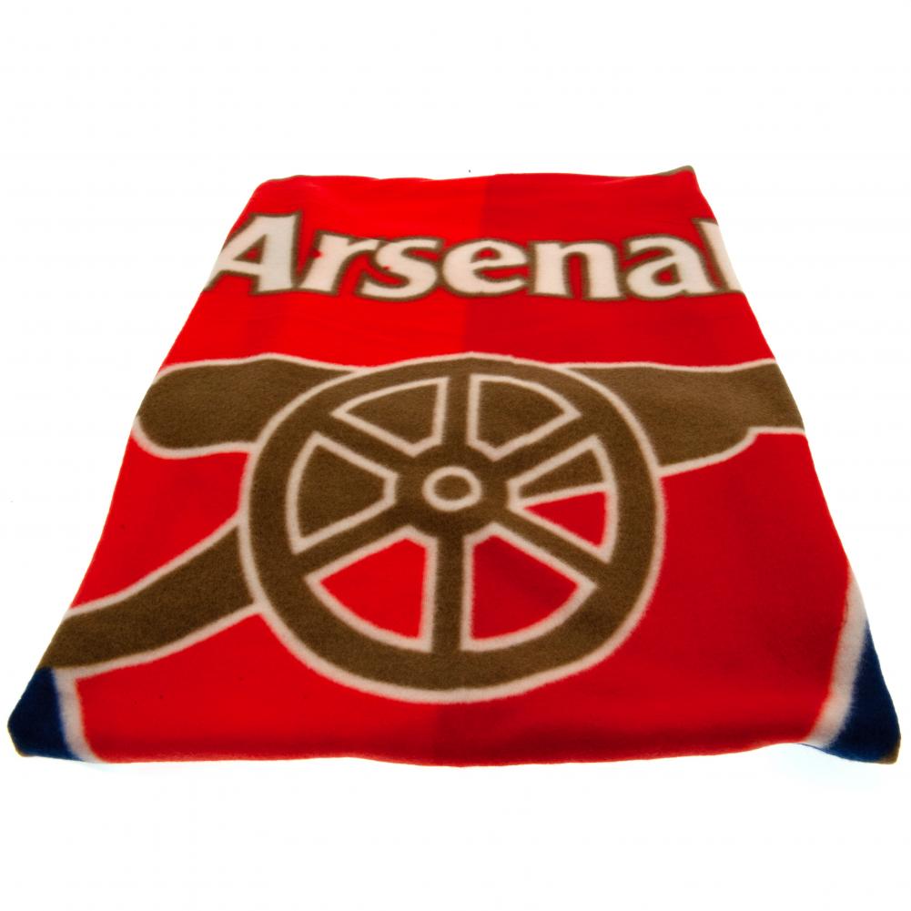 Arsenal FC Pulse Fleece Blanket LKT Sport Vibrant red pulse design soft and warm fleece blanket Features a large full colour Arsenal club crest in the centre 100% polyester machine washable Official licensed product Approx 125cm x 150cm In a printed card