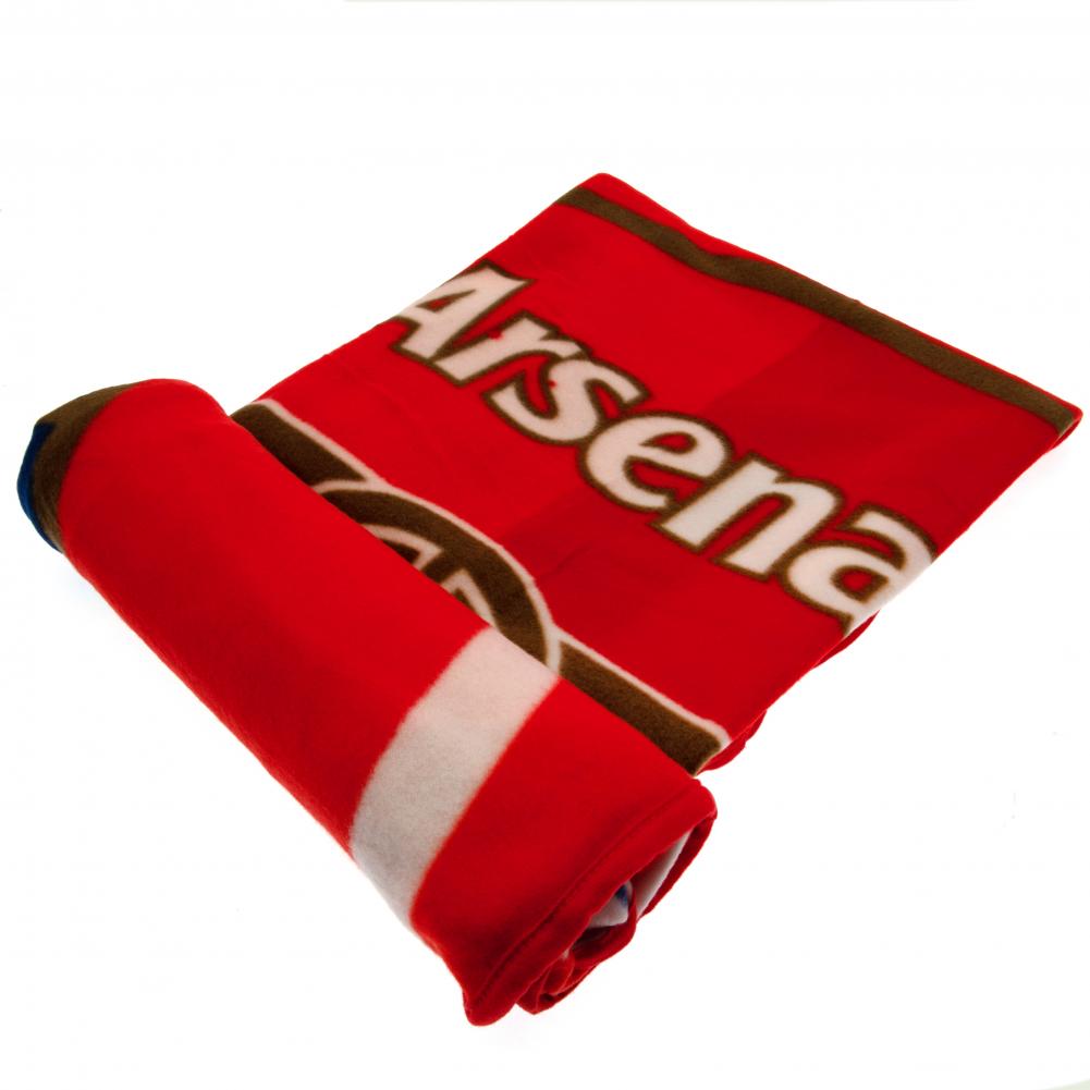 Arsenal FC Pulse Fleece Blanket LKT Sport Vibrant red pulse design soft and warm fleece blanket Features a large full colour Arsenal club crest in the centre 100% polyester machine washable Official licensed product Approx 125cm x 150cm In a printed card