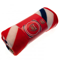 Arsenal FC Pulse Fleece Blanket LKT Sport Vibrant red pulse design soft and warm fleece blanket Features a large full colour Arsenal club crest in the centre 100% polyester machine washable Official licensed product Approx 125cm x 150cm In a printed card
