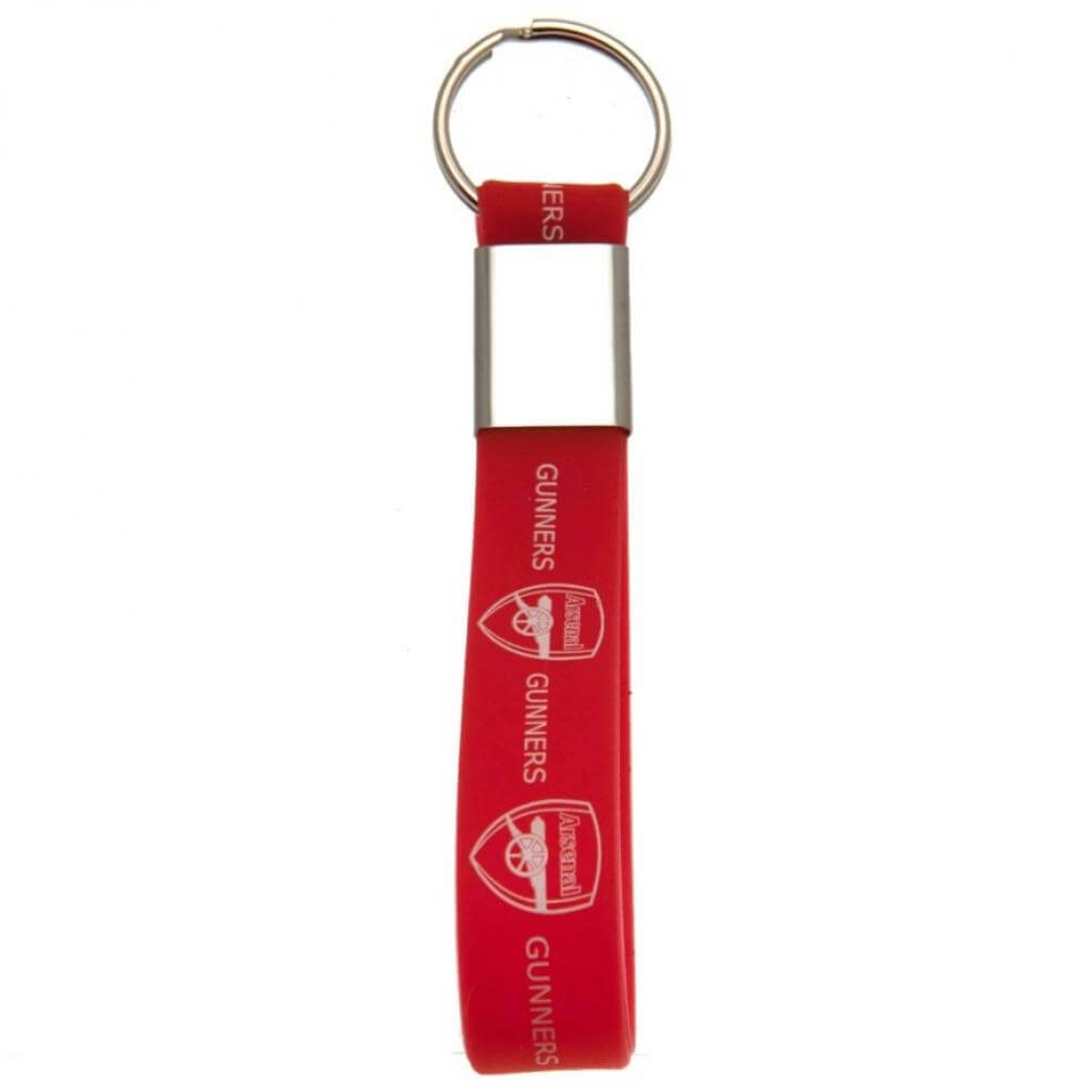 Arsenal FC Silicone Keyring LKT Sport Silicone strap keyring with silver colour metal band and split ringVibrant red strap with crest and gunners designOfficial licensed productApprox 10cm x 1.5cm Keychains