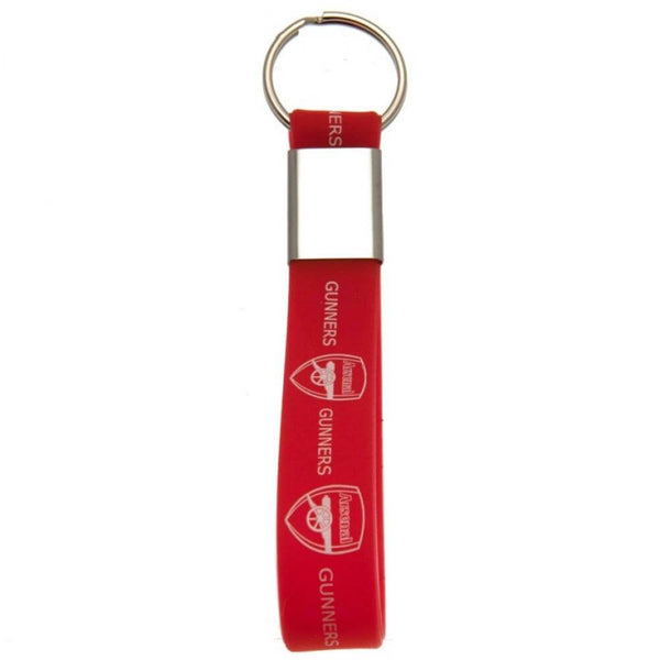 Arsenal FC Silicone Keyring LKT Sport Silicone strap keyring with silver colour metal band and split ringVibrant red strap with crest and gunners designOfficial licensed productApprox 10cm x 1.5cm Keychains