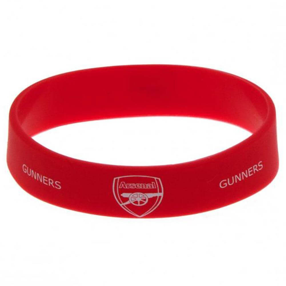 Arsenal FC Silicone Wristband LKT Sport Vibrant red silicone rubber wristbandFeatures Gunners text and Arsenal crest designOne size fits allOfficial licensed productFlexi silicone, one size fits allApprox 7cm in diameter Wristbands