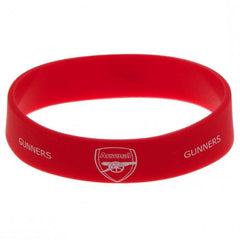 Arsenal FC Silicone Wristband LKT Sport Vibrant red silicone rubber wristbandFeatures Gunners text and Arsenal crest designOne size fits allOfficial licensed productFlexi silicone, one size fits allApprox 7cm in diameter Wristbands