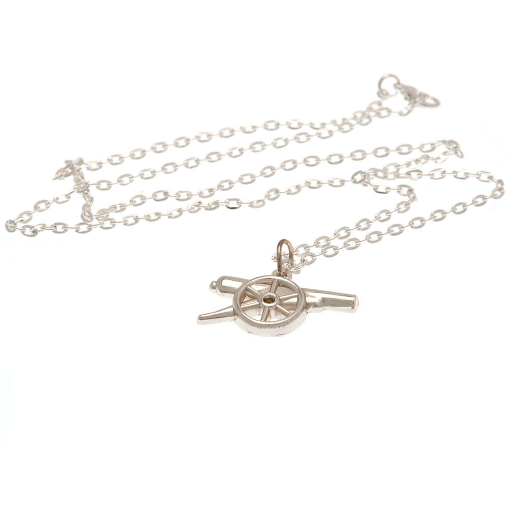 Arsenal FC Silver Plated Boxed Pendant GN LKT Sport Silver plated pendant and necklaceFeaturing an Arsenal cannon pendant on a chain necklaceWith a lobster claspOfficial licensed productNecklace approx 50cm (20 inches)Pendant approx 30mm x 12mm Pendants