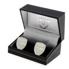 Arsenal FC Silver Plated Formed Cufflinks LKT Sport Silver plated crest shaped cufflinks in a chrome finishFeaturing a highly detailed formed Arsenal crestOn a bullet back fixingOfficial licensed productApprox 22mm x 18mm Cufflinks