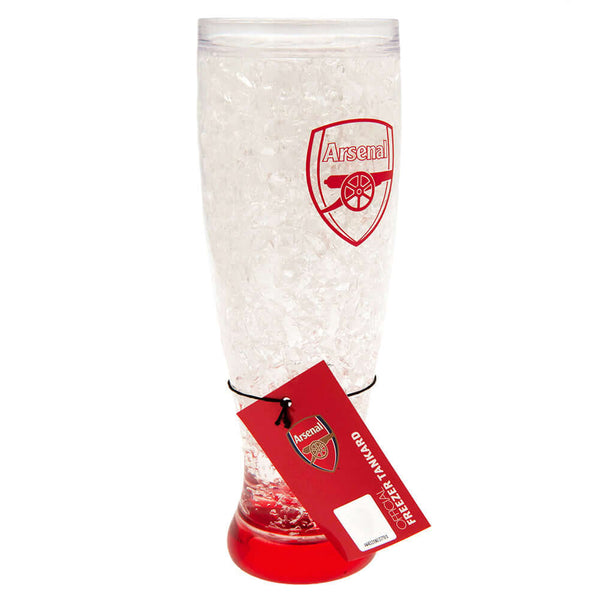 Arsenal FC Slim Freezer Mug LKT Sport Frosted effect double walled gel filled freezer mugFeaturing a red base and Arsenal FC club crestOfficial licensed productApprox 400ml (13oz)Approx 24cm tall, 8cm in diameter Mugs