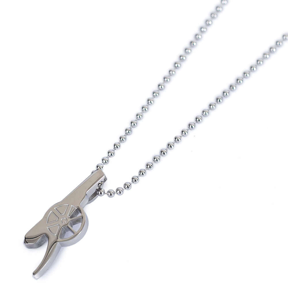 Arsenal FC Stainless Steel Cannon Pendant & Chain LKT Sport Stainless steel shaped pendant with ball chainChrome finish Arsenal Cannon with engraved detailOfficial licensed productChain approx 50cm (19in)Pendant approx 30mm x 10mm Pendants