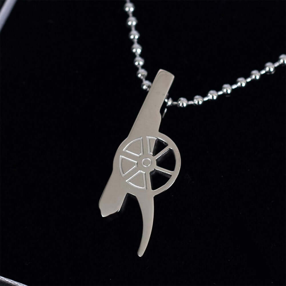 Arsenal FC Stainless Steel Cannon Pendant & Chain LKT Sport Stainless steel shaped pendant with ball chainChrome finish Arsenal Cannon with engraved detailOfficial licensed productChain approx 50cm (19in)Pendant approx 30mm x 10mm Pendants