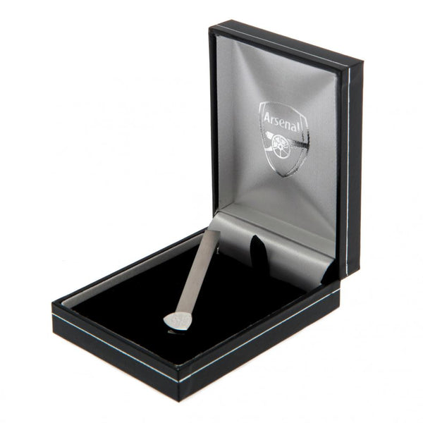 Arsenal FC Stainless Steel Tie Slide LKT Sport Stylish and discreet design tie slide Stainless steel pin featuring the Arsenal crest With a crocodile clip back Official licensed product Approx 60mm x 12mm Presented in a gift box Tie Clips