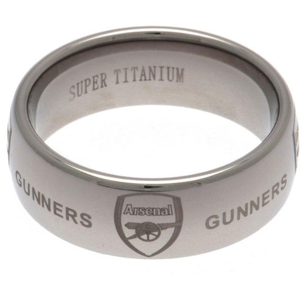Arsenal FC Super Titanium Ring Large LKT Sport Super titanium ring featuring an engraved Arsenal crestMade from ultra scratch resistant titaniumOfficial licensed productInternal diameter approx 21mmRing size X Rings