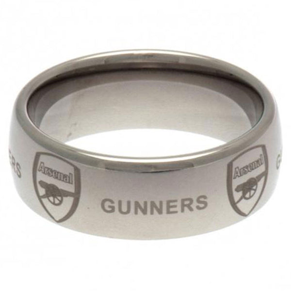 Arsenal FC Super Titanium Ring Small LKT Sport Super titanium ring featuring an engraved Arsenal crest Made from ultra scratch resistant titanium Official licensed product Internal diameter approx 19mm Ring size R Presented in a gift box Rings
