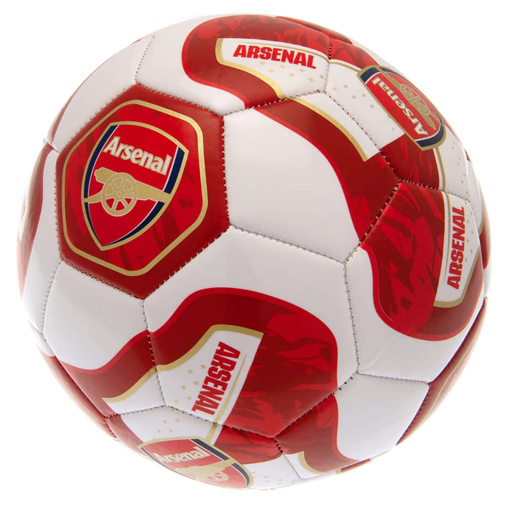 Arsenal FC Tracer Football LKT Sport Red and white 26 panel everyday PVC footballFeatures a full colour Arsenal crest on a tracer design ballSuitable for 14 yrs and olderOfficial licensed productSize 5 footballApprox 69cm in circumference Soccer Balls
