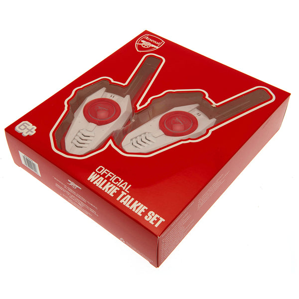 Arsenal FC Walkie Talkie Set LKT Sport Compact and easy to use Walkie Talkie set with a good reach for communicationDesigned in the Arsenal FC red and white branding with a crest in the middleLightweight yet durable, ideal for outdoor use3 x AAA Batteries