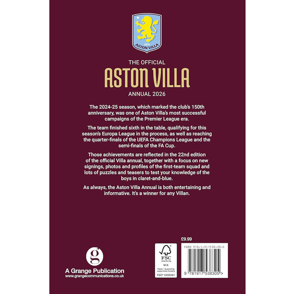 Aston Villa FC Annual 2026 LKT Sport Football>Premier League>Aston Villa FC Print Books