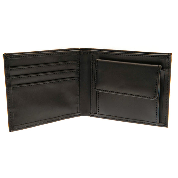 Aston Villa FC Debossed Wallet LKT Sport Black PU wallet featuring a large debossed club crest3 card slots and 2 note pocketsChange pocket with secure stud fastener1 additional compartmentOfficial licensed productApprox 11cm x 9cm Wallets