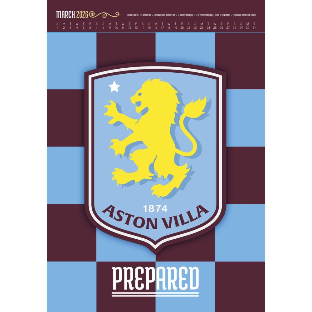 Aston Villa FC Deluxe Calendar 2026 LKT Sport Football>Premier League>Aston Villa FC Wall Calendars