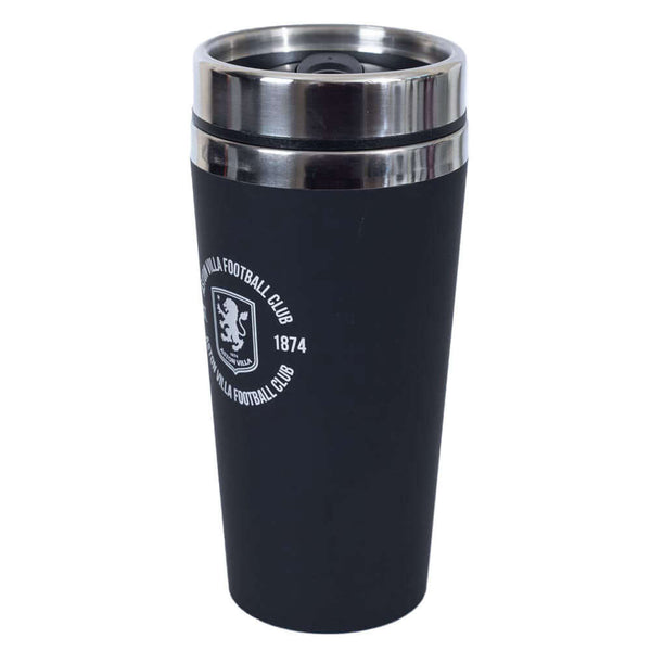 Aston Villa FC Executive Travel Mug LKT Sport Stainless steel double-walled thermal travel mugMaintains the temperature of your drink for longerExecutive design finished with a matt black soft feelSilver rim screw top lid with slide close drinking holeOff