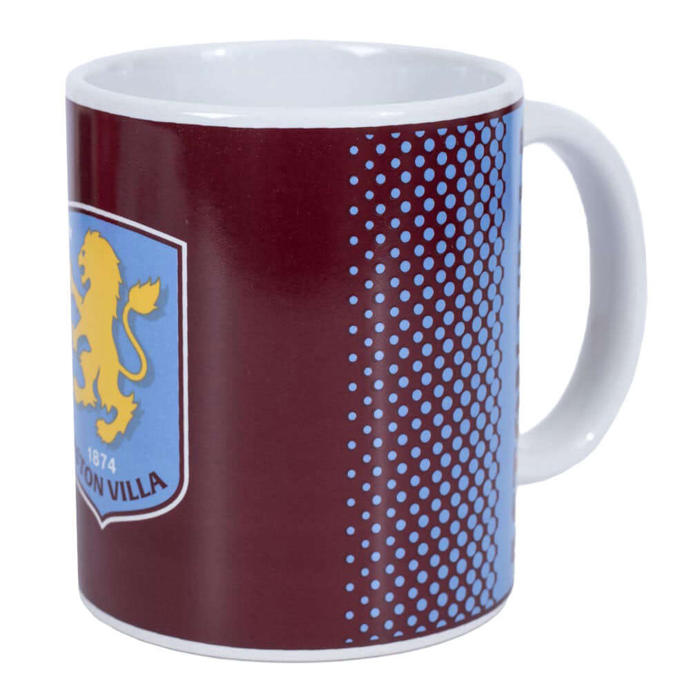 Aston Villa FC Fade Mug LKT Sport Ceramic everyday coffee mugFade design featuring Aston Villa text and full colour club crestGlazed kiln fired finish with white handleOfficial licensed productApprox 315ml (11oz)Approx 9cm tall, 8cm in diameter Mugs