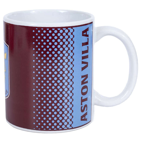 Aston Villa FC Fade Mug LKT Sport Ceramic everyday coffee mugFade design featuring Aston Villa text and full colour club crestGlazed kiln fired finish with white handleOfficial licensed productApprox 315ml (11oz)Approx 9cm tall, 8cm in diameter Mugs