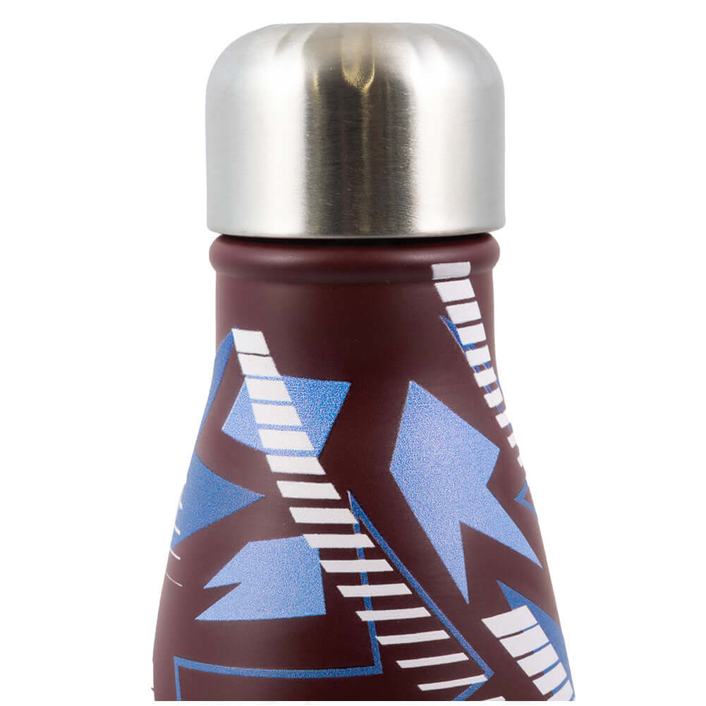 Aston Villa FC Fragment Thermal Flask LKT Sport Stainless steel thermal vacuum flaskMaintains the temperature of your drink for up to 24hrsWith a screw top lidClaret bottle with a blue and white fragment pattern and Villa crestOfficial licensed productApp