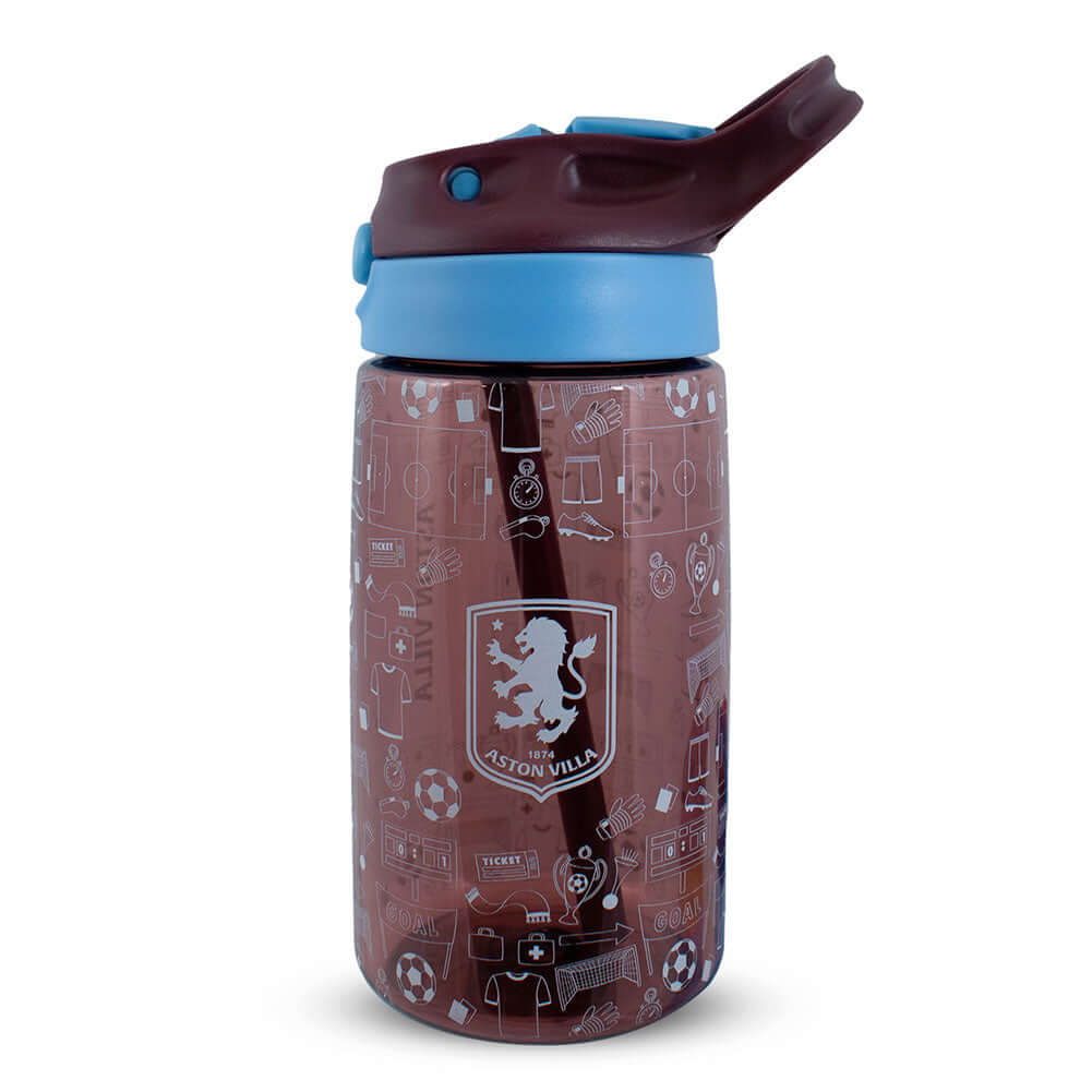 Aston Villa FC Junior Water Bottle LKT Sport Vibrant claret kids water bottleWith a white Villa crest and fun icon designWith a screw top lid and a closable drinking spoutOfficial licensed productApprox 480ml (17oz)Approx 17cm tall, 7cm in diameter Water