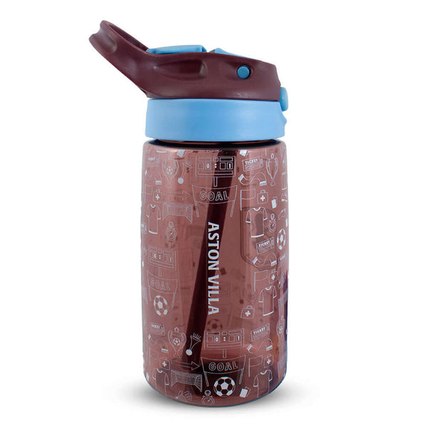 Aston Villa FC Junior Water Bottle LKT Sport Vibrant claret kids water bottleWith a white Villa crest and fun icon designWith a screw top lid and a closable drinking spoutOfficial licensed productApprox 480ml (17oz)Approx 17cm tall, 7cm in diameter Water