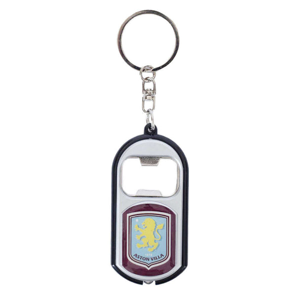 Aston Villa FC Keyring Torch Bottle Opener LKT Sport Plastic club crested keyringWith a bottle opener functionIncludes a battery powered torchOfficial licensed productApprox 7cm x 3cm Keychains