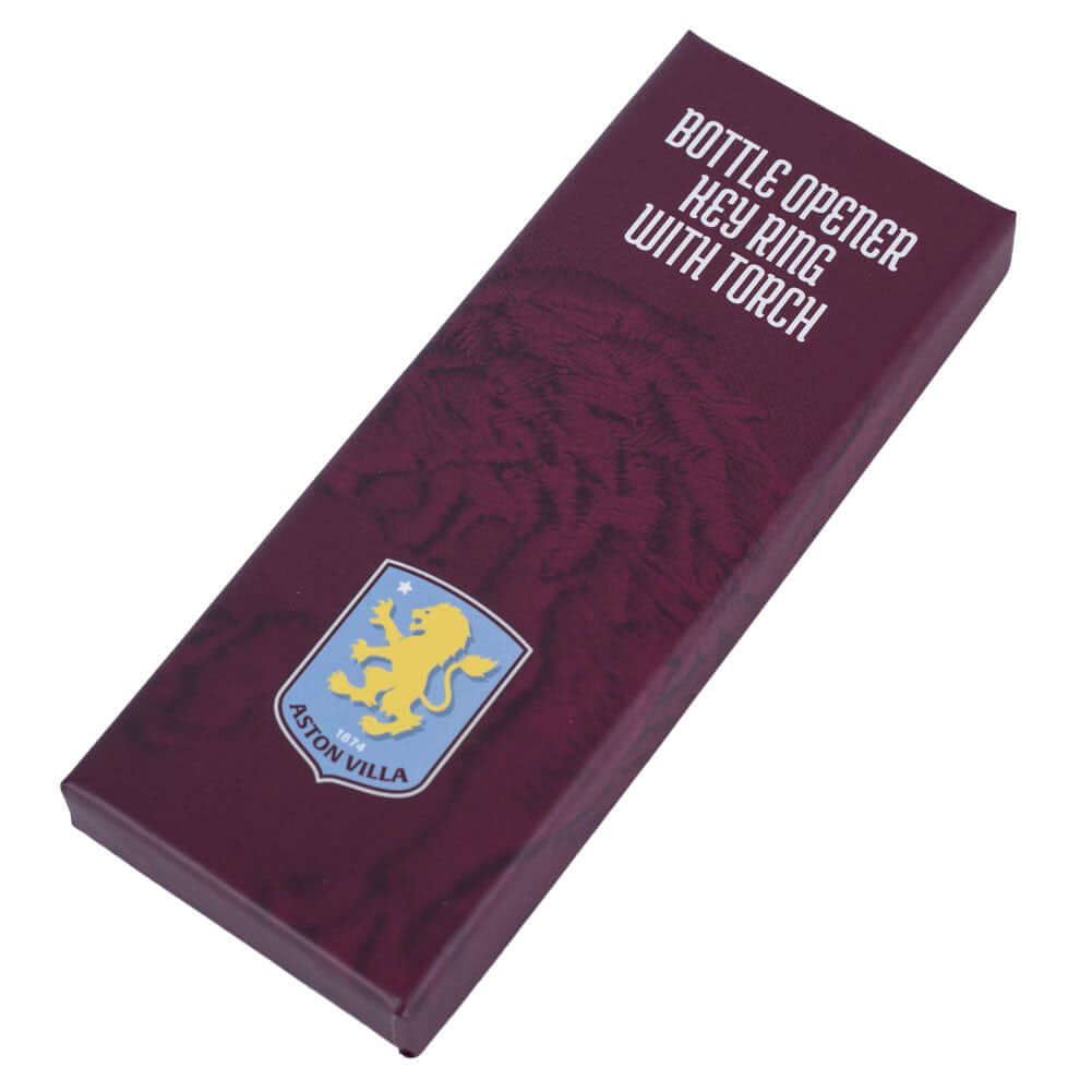 Aston Villa FC Keyring Torch Bottle Opener LKT Sport Plastic club crested keyringWith a bottle opener functionIncludes a battery powered torchOfficial licensed productApprox 7cm x 3cm Keychains