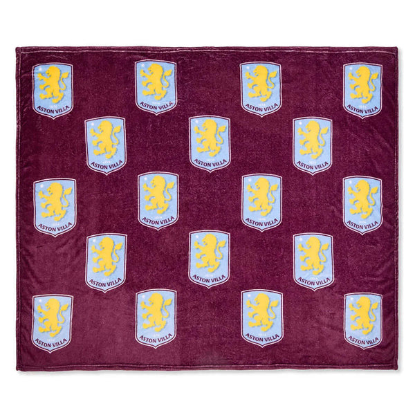 Aston Villa FC Multi Crest Fleece Blanket LKT Sport Vibrant claret soft and warm fleece blanketFeatures multiple Villa crests100% polyester machine washableOfficial licensed productApprox 150cm x 120cm Throw Blankets