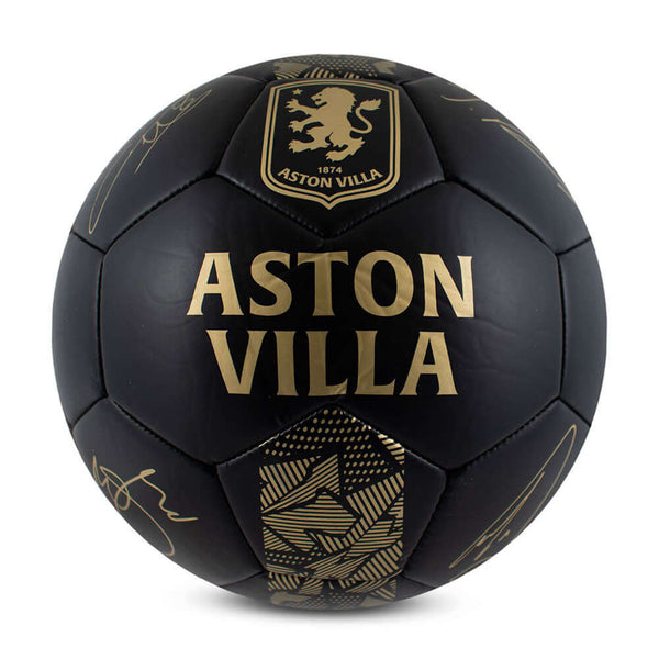 Aston Villa FC Sig Gold Phantom Skill Ball LKT Sport Matte black phantom design PVC football32 panel ball with gold design detail, club crest and official player signature printsSkill practice ball suitable for all agesOfficial licensed productSize 1 foot