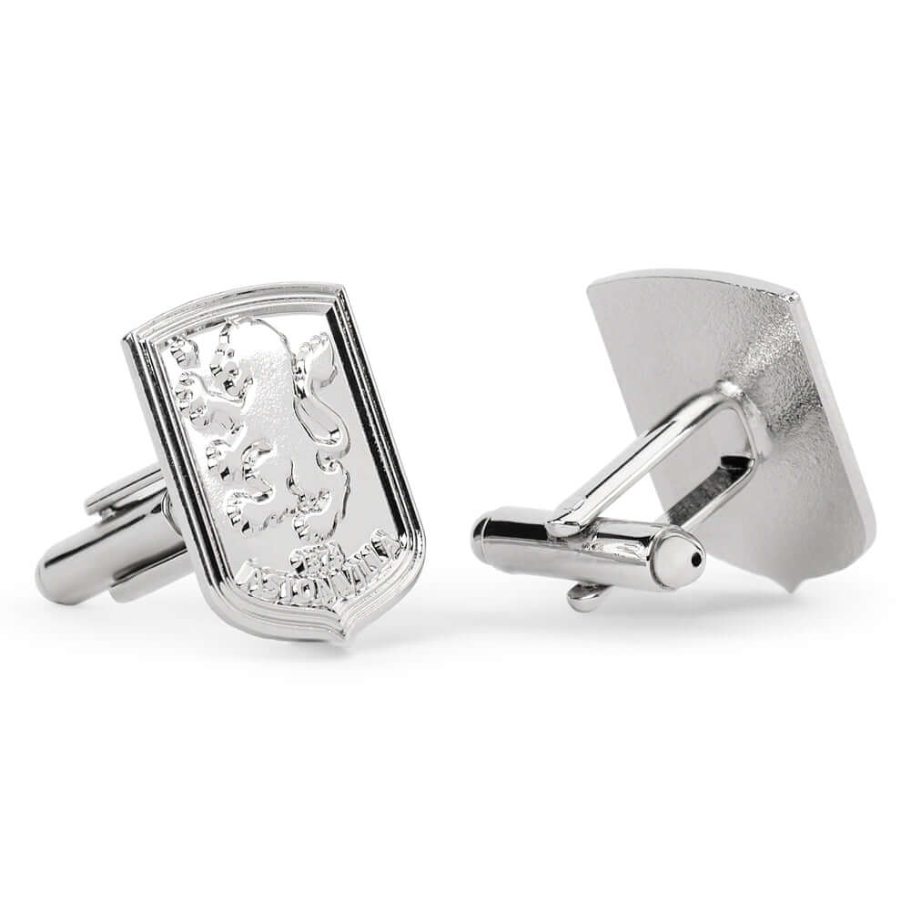 Aston Villa FC Silver Plated Formed Cufflinks LKT Sport Silver plated crest shaped cufflinks in a chrome finishFeaturing a highly detailed formed Villa crestOn a bullet back fixingOfficial licensed productApprox 20mm x 18mm Cufflinks