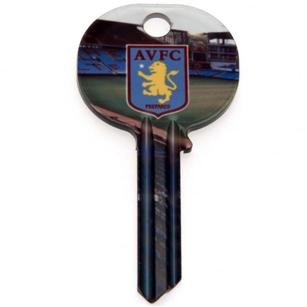 Aston Villa FC Stadium Door Key LKT Sport Ready to cut, blank door key Featuring full colour club crest and stadium Design repeated on both sides Official licensed product Approx 65mm x 32mm On a backing card Key Blanks Imagen principal del producto