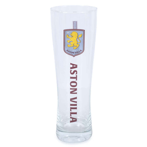 Aston Villa FC Tall Beer Glass LKT Sport Tall slim pilsner style pint glassFeatures a full colour Aston Villa FC club crestBlue Aston Villa text on a small claret block detail on reverseOfficial licensed productApprox 570ml (1 pint)Approx 24cm tall, 7cm i