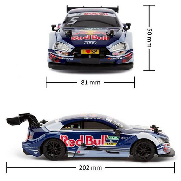 Audi DTM Blue Red Bull Radio Controlled Car 1:24 Scale LKT Sport Comprehensive replica model true to the actual vehicle with outstanding detailing; rims, rubber tyres and a great paint finishWorking spring suspension system, adjustable front wheel alignme