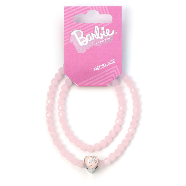 Barbie Bead Necklace LKT Sport A classic Barbie necklace which all Barbie fans will love. Featuring a pink bead design necklace with a complimentary heart shaped Barbie silhouette pendantNecklace is a contemporary 40cm in length with an extenderPart of an