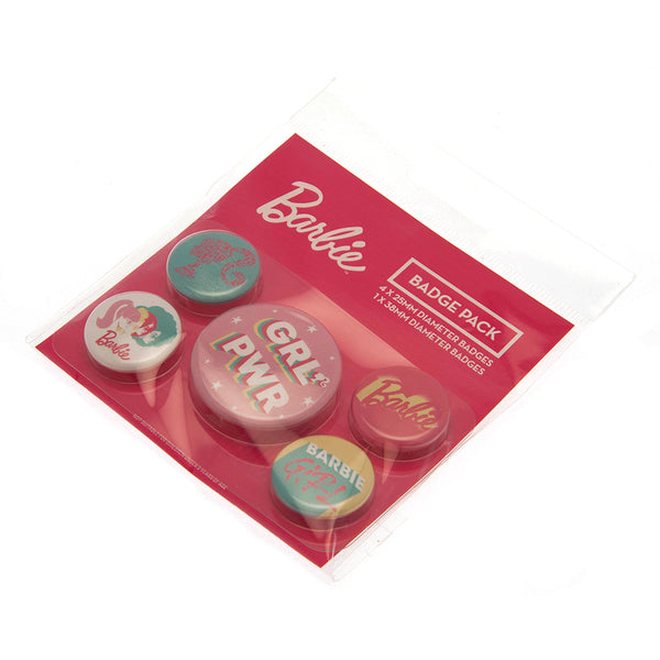 Barbie Button Badge Set LKT Sport Eye-catching designs and slogan badgesIdeal addition to school bags or clothingFasten with a safety pin fixingOfficial licensed product5 assorted size badges Pinback Buttons