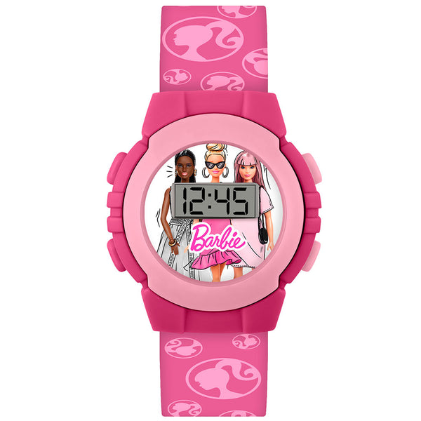 Barbie Kids Digital Watch LKT Sport Kids classic digital watchEasy to read display featuring Barbie in the backgroundVibrant printed silicone strap with traditional buckle fasteningManufacturer's 1 year guaranteeOfficial licensed productSuitable for ages