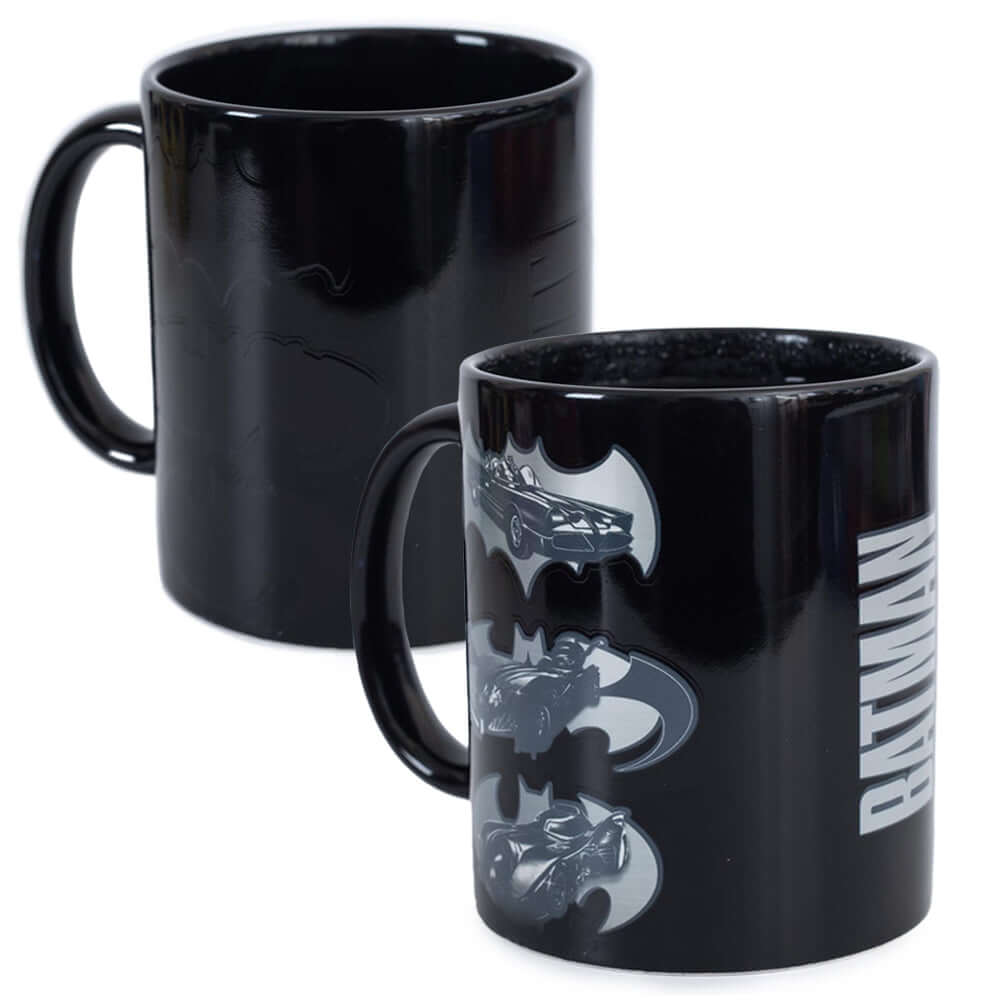 Batman Heat Changing Mug LKT Sport Ceramic everyday coffee mug with a heat sensitive designDesign changes as the contents heat and coolBlack mug featuring the Batman logos, which transfers to images of the Batmobile when hotHand wash onlyOfficial licensed
