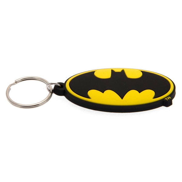 Batman Logo PVC Keyring LKT Sport Soft, durable 5mm thick PVC Keyring with chain and split ring Bright, colourful and highly detailed Ideal for attaching to keys, bags, belts and other items Wipe clean Official licensed product Approx 60mm x 35mm On a bac